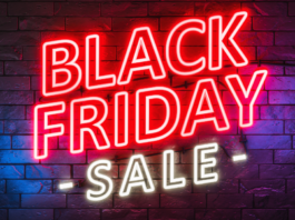 Black Friday 2024 is Here! Red neon sign that says black friday sale